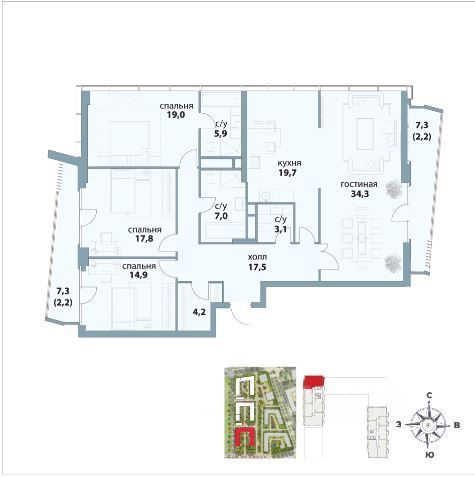 Продажа 4-комнатной квартиры 142,6 м², 14/27 этаж