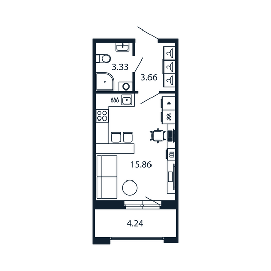 Продажа квартиры-студии 25 м², 8/12 этаж