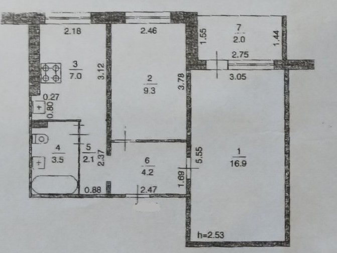 Продажа 2-комнатной квартиры 43 м², 4/9 этаж