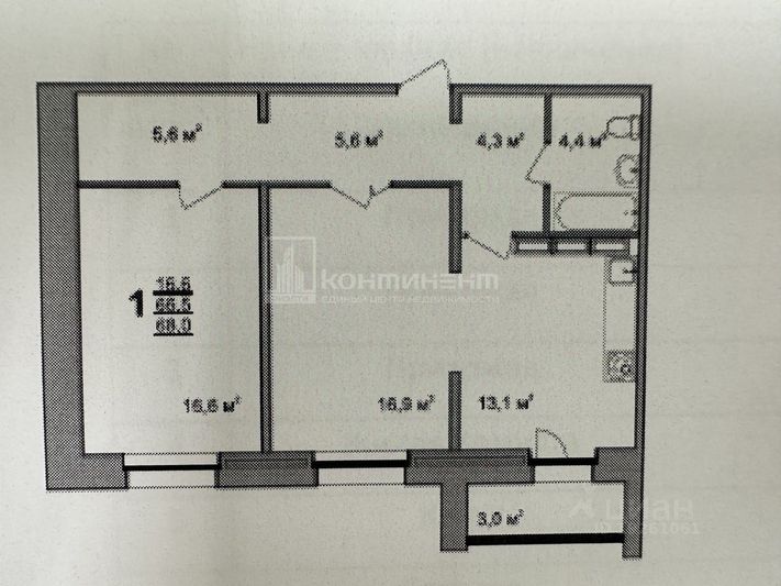 Продажа 2-комнатной квартиры 68 м², 6/18 этаж