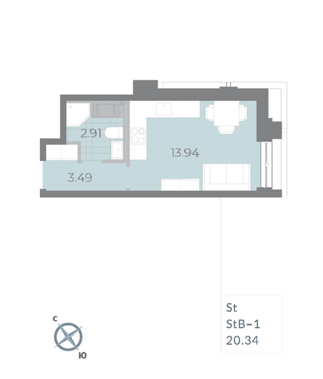 Продажа квартиры-студии 20,3 м², 16/17 этаж