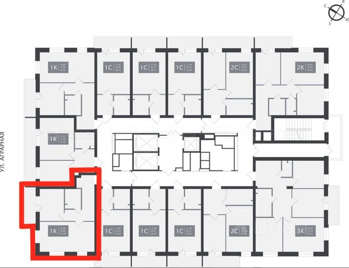 Продажа 1-комнатной квартиры 46 м², 14/25 этаж