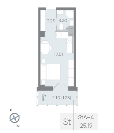 Продажа квартиры-студии 25,2 м², 8/8 этаж