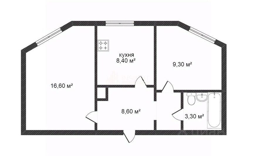 Продажа 2-комнатной квартиры 45 м², 2/5 этаж