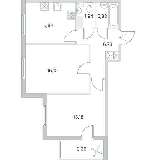 Продажа 2-комнатной квартиры 51,5 м², 2/4 этаж