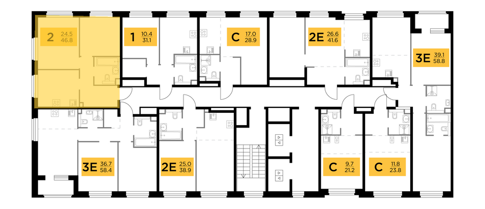 Продажа 2-комнатной квартиры 46,7 м², 14/20 этаж