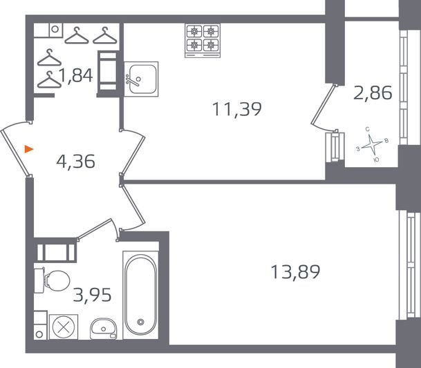 Продажа 1-комнатной квартиры 36,9 м², 10/10 этаж