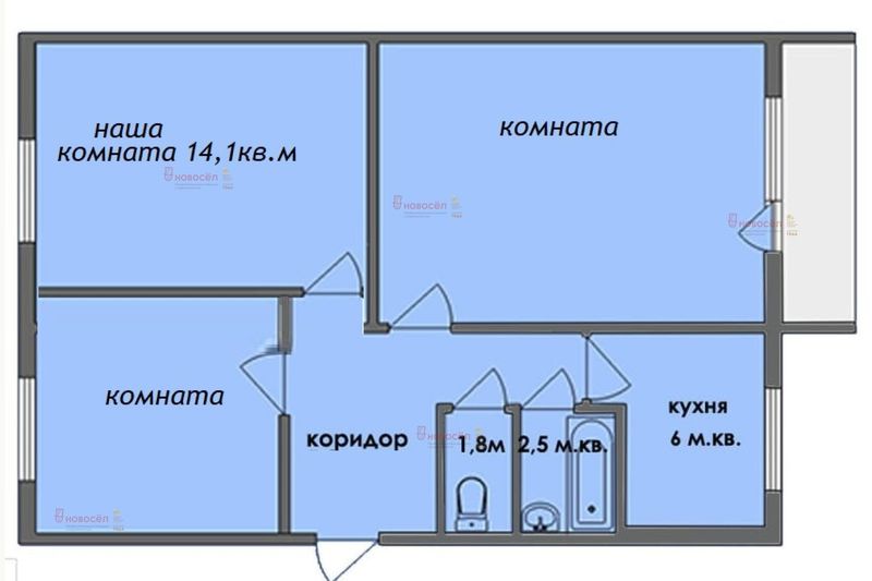 Продажа 1 комнаты, 14 м², 2/5 этаж