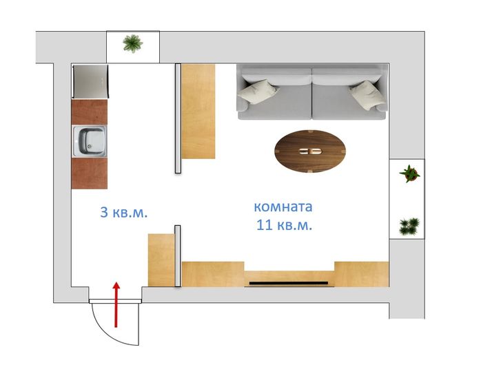 Продажа 1 комнаты, 11 м², 2/3 этаж