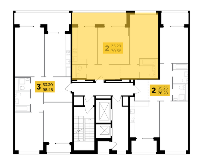 Продажа 2-комнатной квартиры 70,6 м², 12/16 этаж