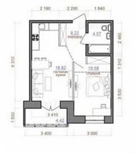 Продажа 2-комнатной квартиры 47 м², 2/19 этаж