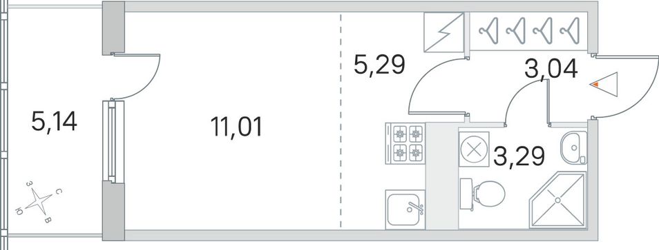 Продажа квартиры-студии 24,2 м², 5/5 этаж