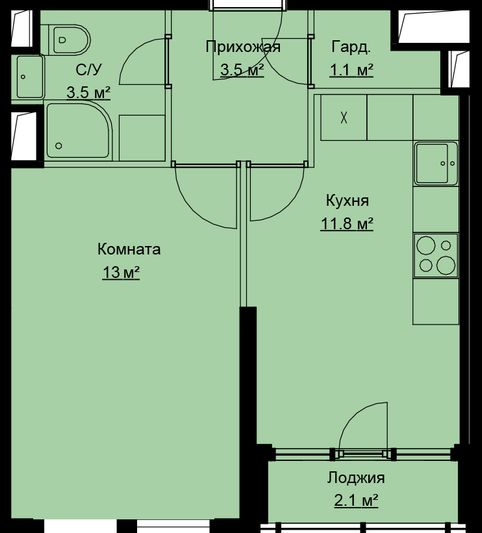 Продажа 1-комнатной квартиры 35 м², 13/17 этаж