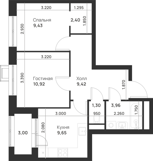 Продажа 2-комнатной квартиры 48,6 м², 6/29 этаж