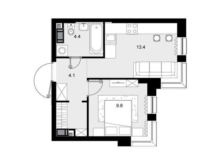 Продажа 1-комнатной квартиры 34,1 м², 24/28 этаж