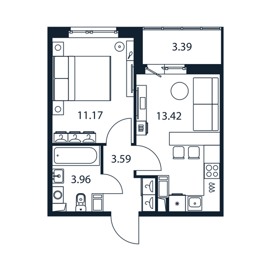 Продажа 1-комнатной квартиры 33,8 м², 7/12 этаж