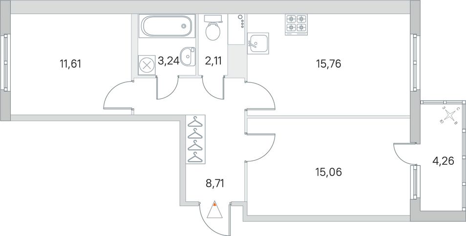 Продажа 2-комнатной квартиры 58,6 м², 6/8 этаж