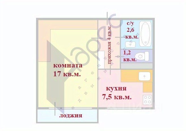 Продажа 1-комнатной квартиры 34,7 м², 6/9 этаж