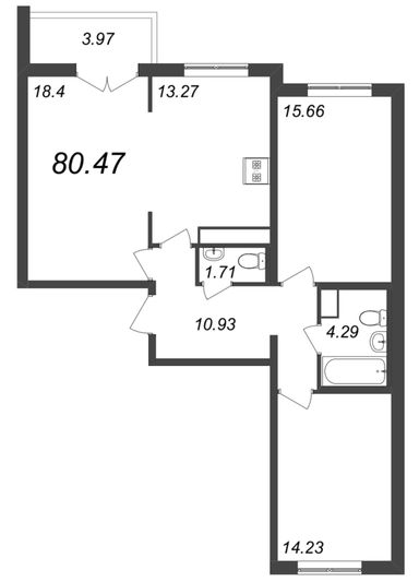 Продажа 4-комнатной квартиры 80,5 м², 7/12 этаж