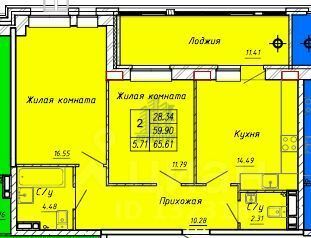 Продажа 2-комнатной квартиры 71 м², 3/12 этаж