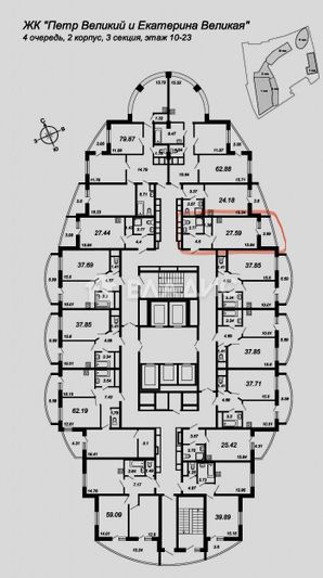 Продажа квартиры-студии 27,6 м², 23/32 этаж