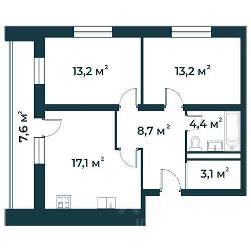 Продажа 2-комнатной квартиры 63,5 м², 5/5 этаж