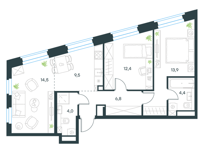 Продажа 3-комнатной квартиры 65,5 м², 24/26 этаж