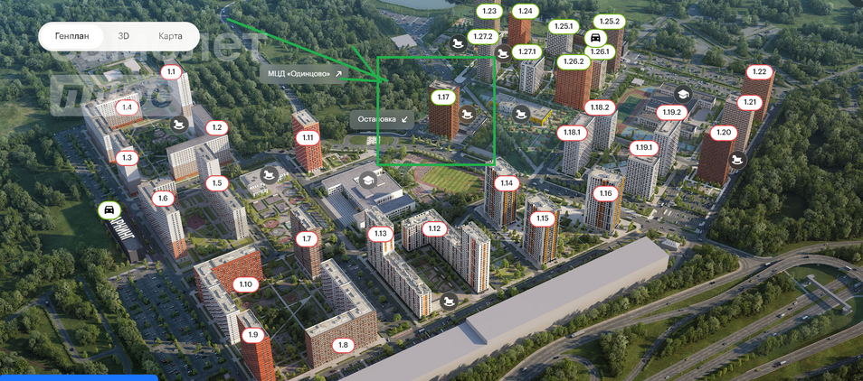 Продажа 1-комнатной квартиры 32,3 м², 20/25 этаж