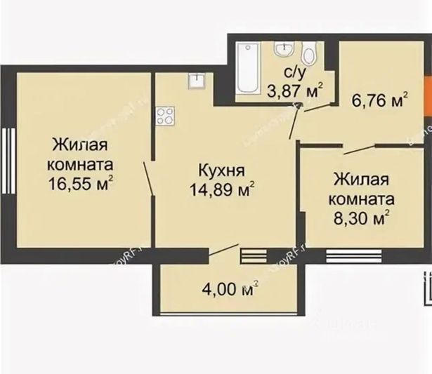 Продажа 2-комнатной квартиры 53,4 м², 13/24 этаж