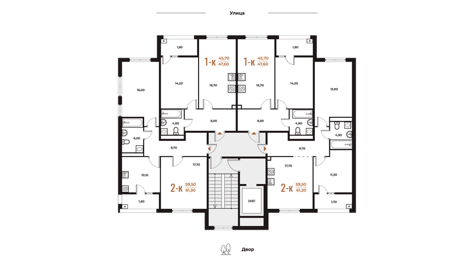 Продажа 2-комнатной квартиры 61,2 м², 2 этаж