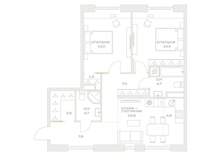 Продажа 3-комнатной квартиры 72,8 м², 5/23 этаж
