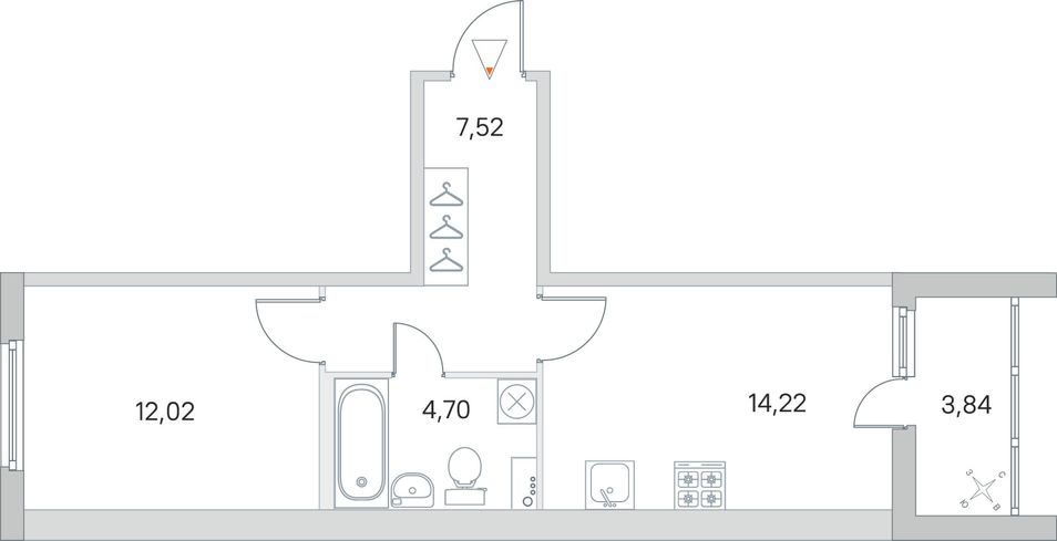 Продажа 1-комнатной квартиры 40,4 м², 1/8 этаж