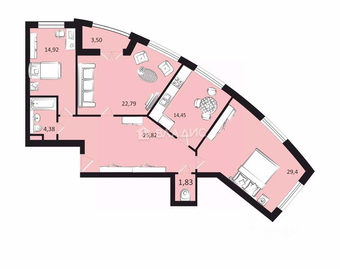 Продажа 3-комнатной квартиры 117,2 м², 6/10 этаж