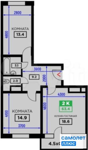 Продажа 2-комнатной квартиры 65 м², 21/22 этаж