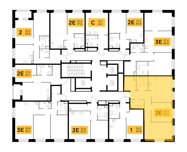 Продажа 3-комнатной квартиры 69,3 м², 13/23 этаж