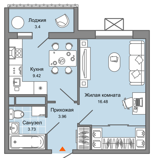 Продажа 1-комнатной квартиры 35 м², 2/7 этаж