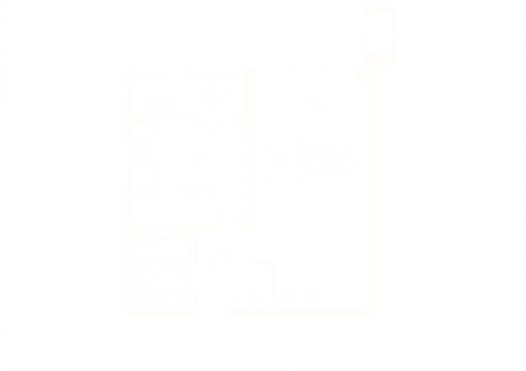 Продажа 1-комнатной квартиры 45,1 м², 2/9 этаж