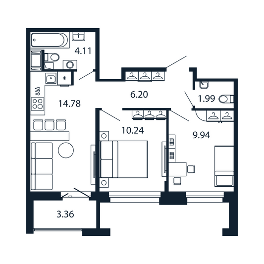 Продажа 2-комнатной квартиры 48,9 м², 12/12 этаж