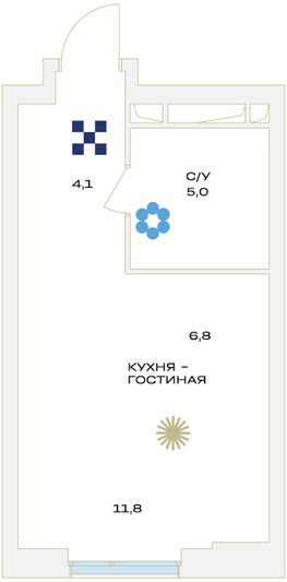 Продажа квартиры-студии 27,9 м², 7/23 этаж