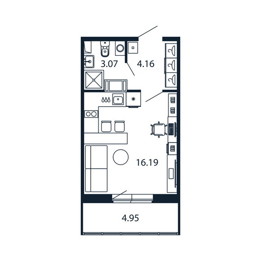 Продажа квартиры-студии 24,9 м², 12/12 этаж