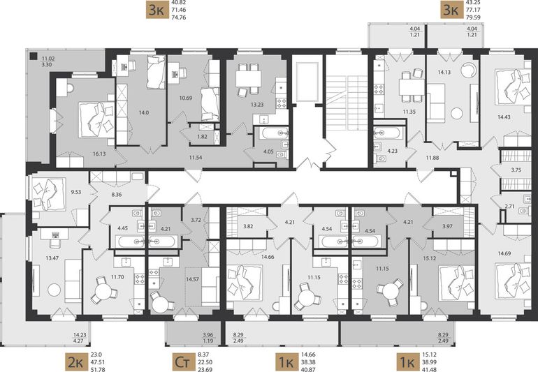 Продажа 3-комнатной квартиры 79,6 м², 3/16 этаж