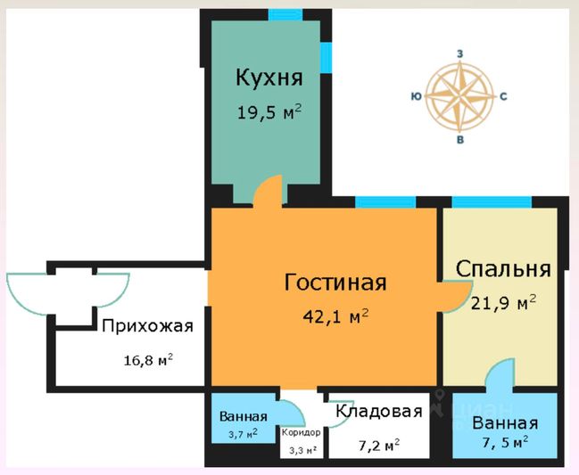 Продажа 3-комнатной квартиры 122 м², 2/18 этаж