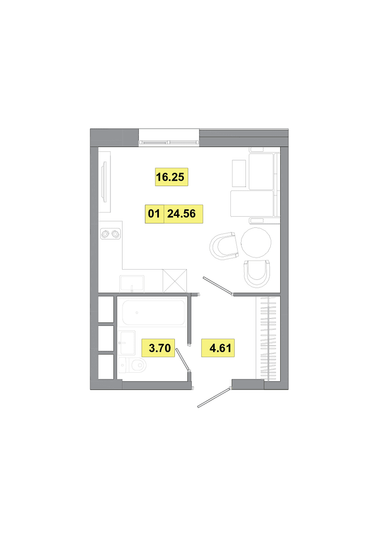 Продажа 1-комнатной квартиры 24,6 м², 5 этаж