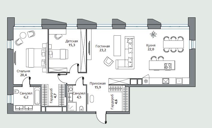 Продажа 3-комнатной квартиры 116,8 м², 5/18 этаж