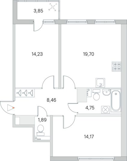 Продажа 2-комнатной квартиры 65,1 м², 2/8 этаж