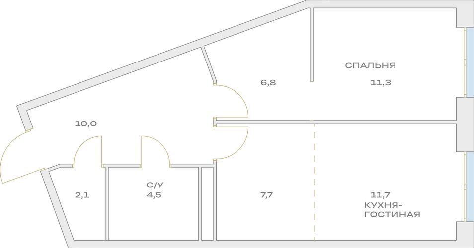 Продажа 2-комнатной квартиры 54,1 м², 5/23 этаж