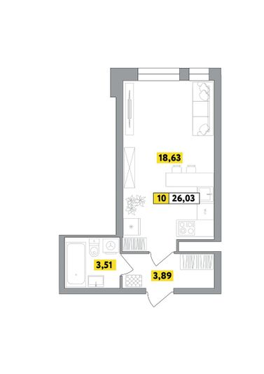 Продажа квартиры-студии 26 м², 1 этаж