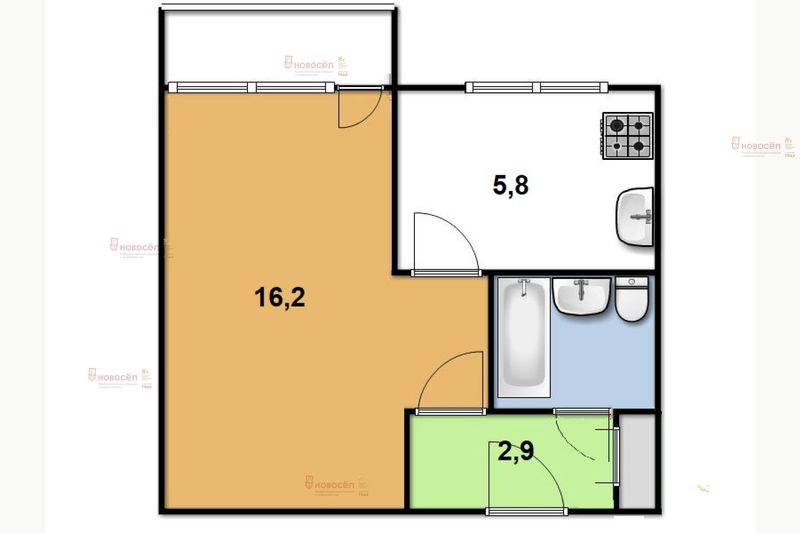 Продажа 1-комнатной квартиры 28,2 м², 4/5 этаж