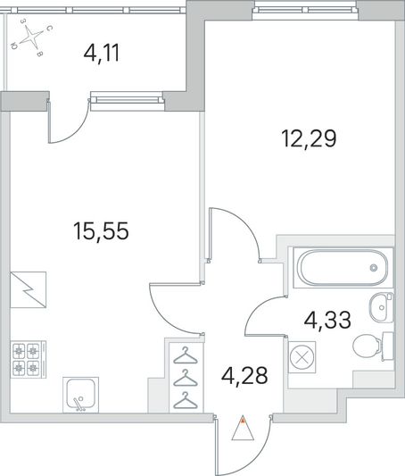 Продажа 1-комнатной квартиры 38,5 м², 2/5 этаж