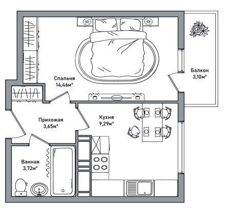 Продажа 1-комнатной квартиры 32 м², 10/18 этаж